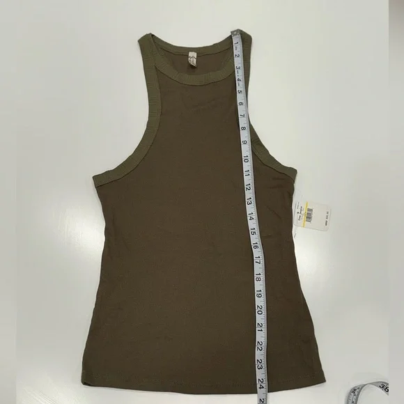 NWT Free People Wide Eyed Tank Top Army Green Size Med - Picture 6 of 8